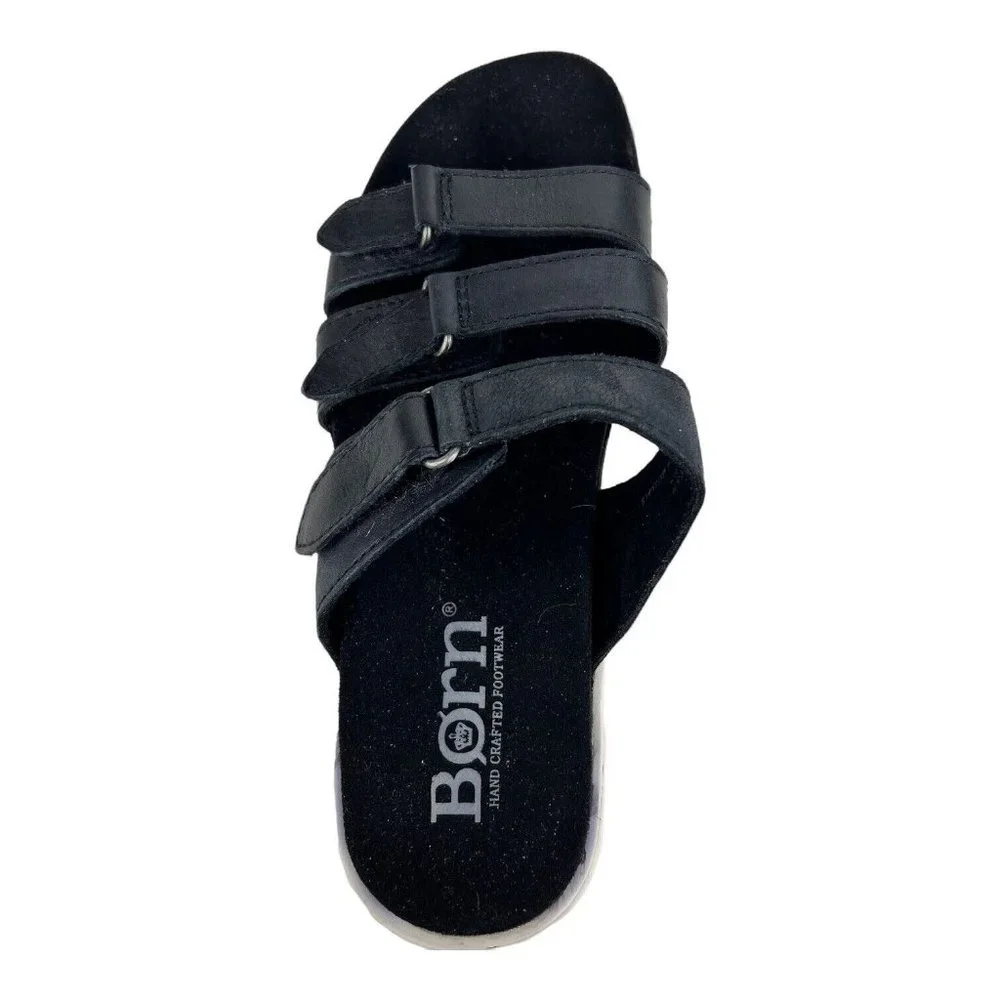 Womens Born Daintree‎ Slide Sandals US 7 M Black Adjustable Straps Leather